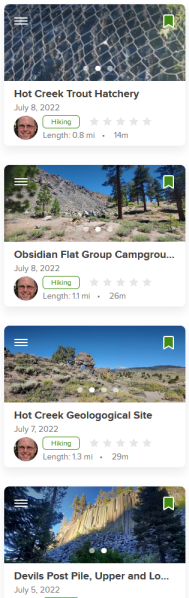image showing hikes listed on my list on AllTrails.
