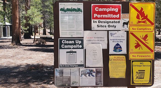 Photos showing rules for the campground