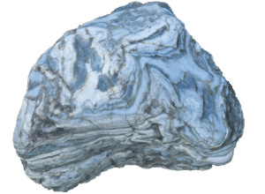 photo of a rock with white and blue stripings