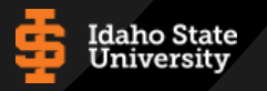 Idaho State University logo, showing an I superimposed over at S.
